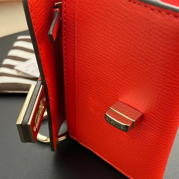 Henri Bendel Orange Leather Compact Wallet - Picture 12 of 16